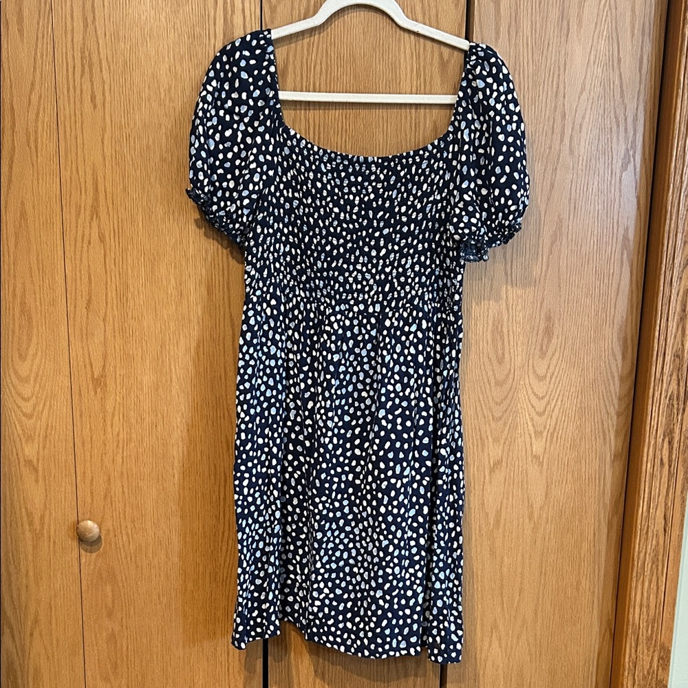 Roxy Navy and White Polka Dot Mini Dress